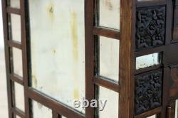 Tramp Art Antique Oak & Mirror Display or Trinket Cabinet #55739