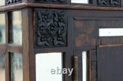 Tramp Art Antique Oak & Mirror Display or Trinket Cabinet #55739