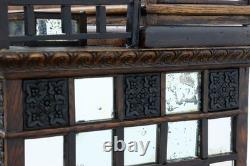 Tramp Art Antique Oak & Mirror Display or Trinket Cabinet #55739