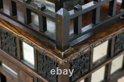 Tramp Art Antique Oak & Mirror Display or Trinket Cabinet #55739
