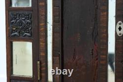 Tramp Art Antique Oak & Mirror Display or Trinket Cabinet #55739
