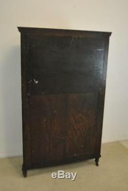 Turn Of The Century Oak China Cabinet With Rope Turned Columns & Mirrored Back