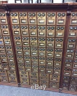 US Post Office Oak Mail Box Unit W 156 Corbin Combination Locks