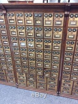 US Post Office Oak Mail Box Unit W 156 Corbin Combination Locks