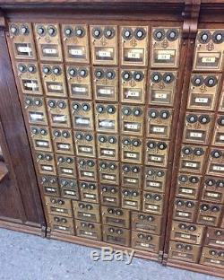 US Post Office Oak Mail Box Unit W 156 Corbin Combination Locks