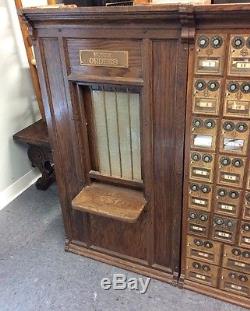 US Post Office Oak Mail Box Unit W 156 Corbin Combination Locks