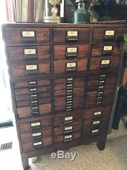 Unique Antique/Vintage 36 Drawers-3 Layers Library Card Catalog Cabinet