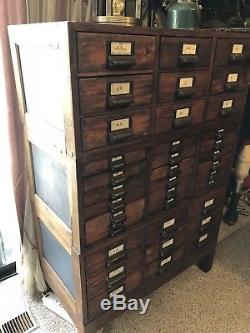 Unique Antique/Vintage 36 Drawers-3 Layers Library Card Catalog Cabinet