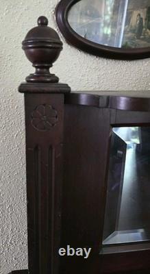 Unique Victorian Style Antique Corner Cabinet Glass and Mirror with Shelves