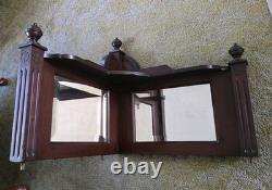 Unique Victorian Style Antique Corner Cabinet Glass and Mirror with Shelves