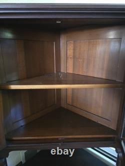 Unique Victorian Style Antique Corner Cabinet Glass and Mirror with Shelves