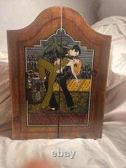 Unique Vintage Modified Dart Board Cabinet/retro Painting On Front