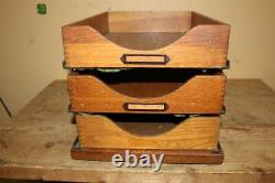 Unusual Antique c. 1900 Weis 1/4 Sawn Oak 3 Tray Drawer File Cabinet NICE LOOK