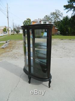 Unusual Mahogany Bowed China Cabinet circa 1910