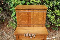 Unusual Mission Tiger Oak Arts and Crafts Period Vice Cabinet Ca. 1910