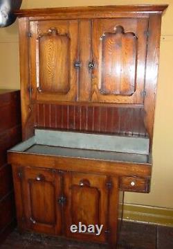 Unusual antique oak cupboard and dry sink-15869