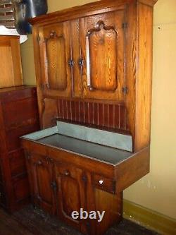 Unusual antique oak cupboard and dry sink-15869