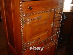 Unusual antique oak doctor's or dentist cabinet w drawers-15599