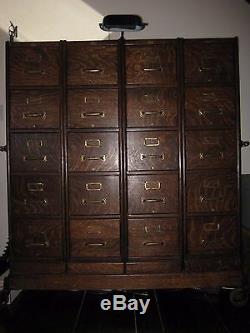 VERY RARE Antique Oak File Cabinet on Casters MACEY Co Large Piece 5 ft tall