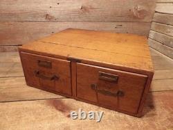 VINTAGE INDUSTRIAL 2 DRAWER WOOD/BRASS REMINGTON RAND Library File Cabinet