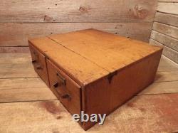 VINTAGE INDUSTRIAL 2 DRAWER WOOD/BRASS REMINGTON RAND Library File Cabinet