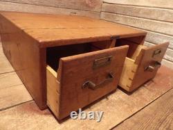 VINTAGE INDUSTRIAL 2 DRAWER WOOD/BRASS REMINGTON RAND Library File Cabinet