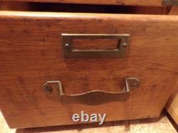 VINTAGE INDUSTRIAL 2 DRAWER WOOD/BRASS REMINGTON RAND Library File Cabinet
