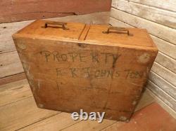 VINTAGE INDUSTRIAL 2 DRAWER WOOD/BRASS REMINGTON RAND Library File Cabinet