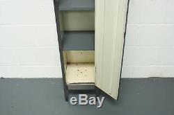 VINTAGE INDUSTRIAL STRIPPED STEEL SCHOOL LOCKER CABINET WITH SHELVES #1541b