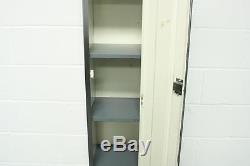 VINTAGE INDUSTRIAL STRIPPED STEEL SCHOOL LOCKER CABINET WITH SHELVES #1541b