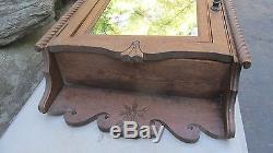 VINTAGE Oak Medicine Cabinet W Swing Mirror with fancy beading Bentwood Bottom