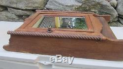 VINTAGE Oak Medicine Cabinet W Swing Mirror with fancy beading Bentwood Bottom