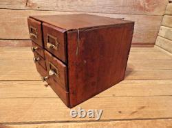 VINTAGE RARE INDUSTRIAL 6 DRAWER WOOD/BRASS Office Desk Library File Cabinet