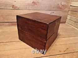 VINTAGE RARE INDUSTRIAL 6 DRAWER WOOD/BRASS Office Desk Library File Cabinet