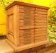 Vintage Solid Oak Wood Dental Cabinet Jewelry Chest Tool