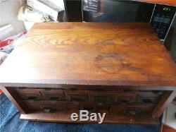 Vintage W. C. Heller Oak Apothecary Cabinet