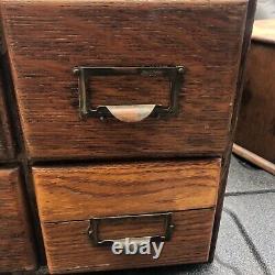 VINTAGE quartersawn oak wood 4 drawer library card file catalog Cabinet 16 x 16