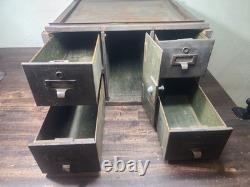 VTG 4 Drawer 1 Door Steel 1930s Industrial Table Top Small Parts Cabinet Storage
