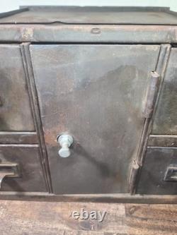 VTG 4 Drawer 1 Door Steel 1930s Industrial Table Top Small Parts Cabinet Storage