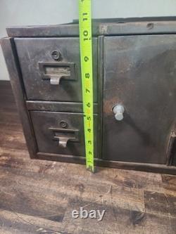 VTG 4 Drawer 1 Door Steel 1930s Industrial Table Top Small Parts Cabinet Storage