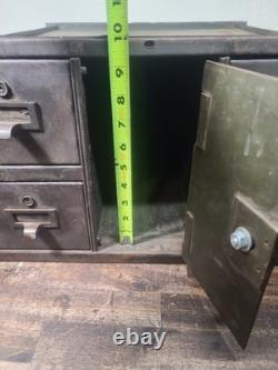 VTG 4 Drawer 1 Door Steel 1930s Industrial Table Top Small Parts Cabinet Storage