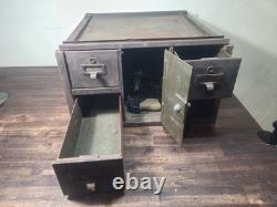 VTG 4 Drawer 1 Door Steel 1930s Industrial Table Top Small Parts Cabinet Storage