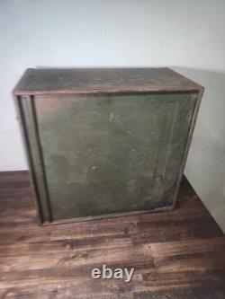VTG 4 Drawer 1 Door Steel 1930s Industrial Table Top Small Parts Cabinet Storage