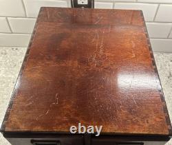 VTG Antique 4 Drawer Dovetailed Wood Card Catalog Index Counter Cabinet READ