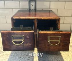 VTG Antique 4 Drawer Dovetailed Wood Card Catalog Index Counter Cabinet READ