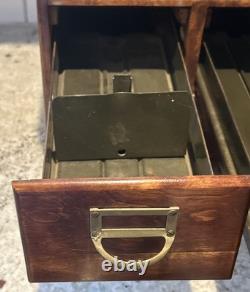 VTG Antique 4 Drawer Dovetailed Wood Card Catalog Index Counter Cabinet READ