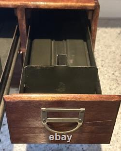 VTG Antique 4 Drawer Dovetailed Wood Card Catalog Index Counter Cabinet READ