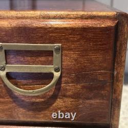 VTG Antique 4 Drawer Dovetailed Wood Card Catalog Index Counter Cabinet READ