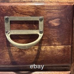 VTG Antique 4 Drawer Dovetailed Wood Card Catalog Index Counter Cabinet READ