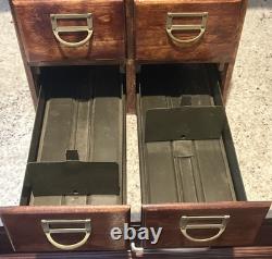 VTG Antique 4 Drawer Dovetailed Wood Card Catalog Index Counter Cabinet READ